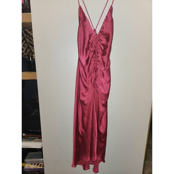 Free people intimacy long satin dress Pink S NwT - Picture 3 of 3